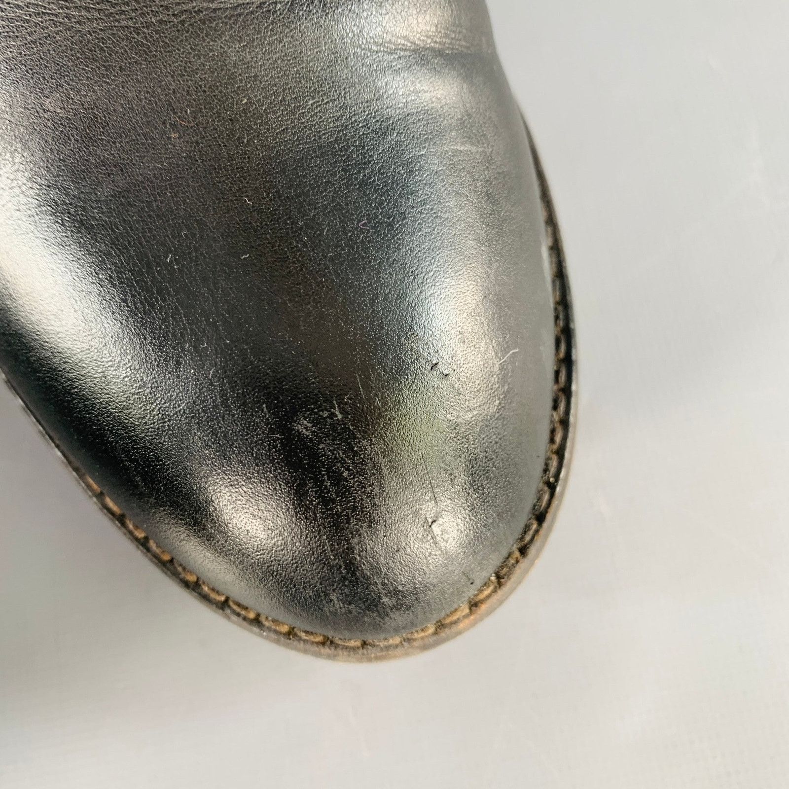 Moncler MONCLER Black Brown Leather Knee High Crepe Sole Wedge Boots Size US 10 / IT 40 - 8 Thumbnail