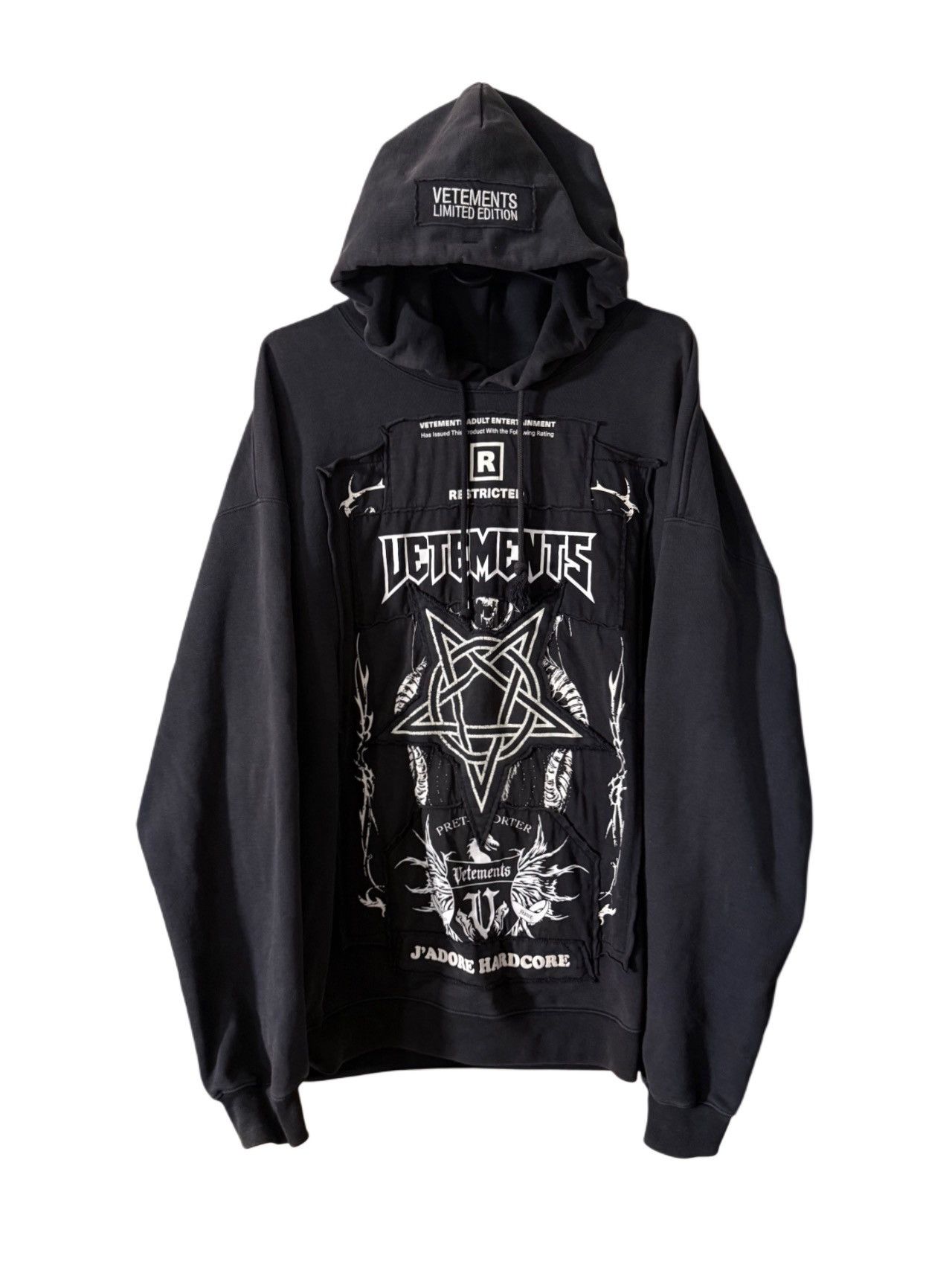 VTMNTS カレッジロゴ オーバーサイズ フーディー XL VETEMENTS VTMNTS × Vetements Vetements 'J'adore Hardcore' Patched Hoodie