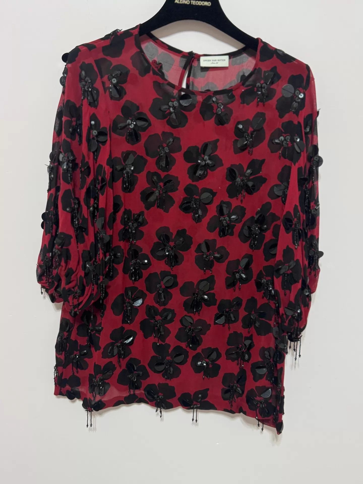 Dries Van Noten DRIES VAN NOTEN 2014ss floral beaded silk top 38 Size XS / US 0-2 / IT 36-38 - 3 Thumbnail