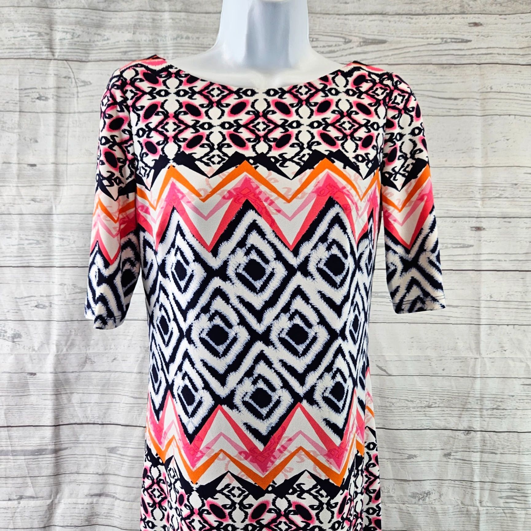 Vince Camuto Vince Camuto Womens Dress Sz 2 Pink Printed Half Sleeve Polyester Blend Short Vintage No Size XS / US 0-2 / IT 36-38 - 2 Thumbnail