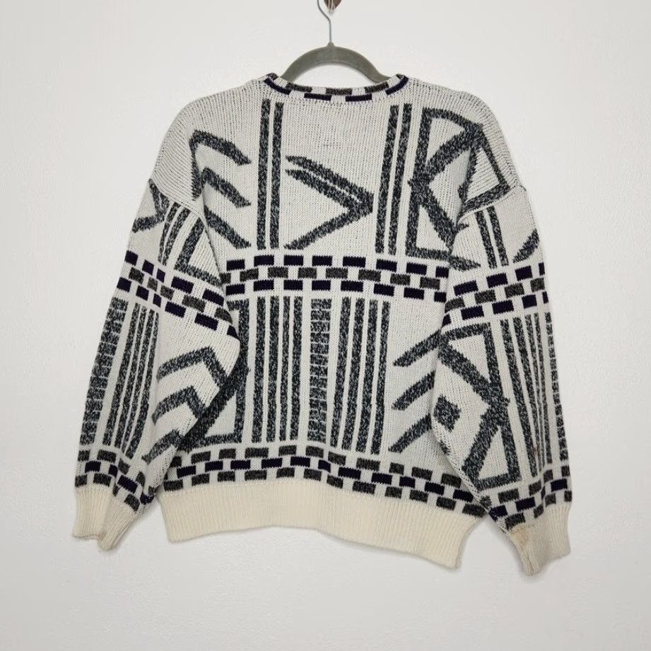 Vintage VINTAGE K. Cosa Sweater Art Abstract Leather Italian Grunge Boxy VTG 80s 90s Size US M / EU 48-50 / 2 - 7 Thumbnail