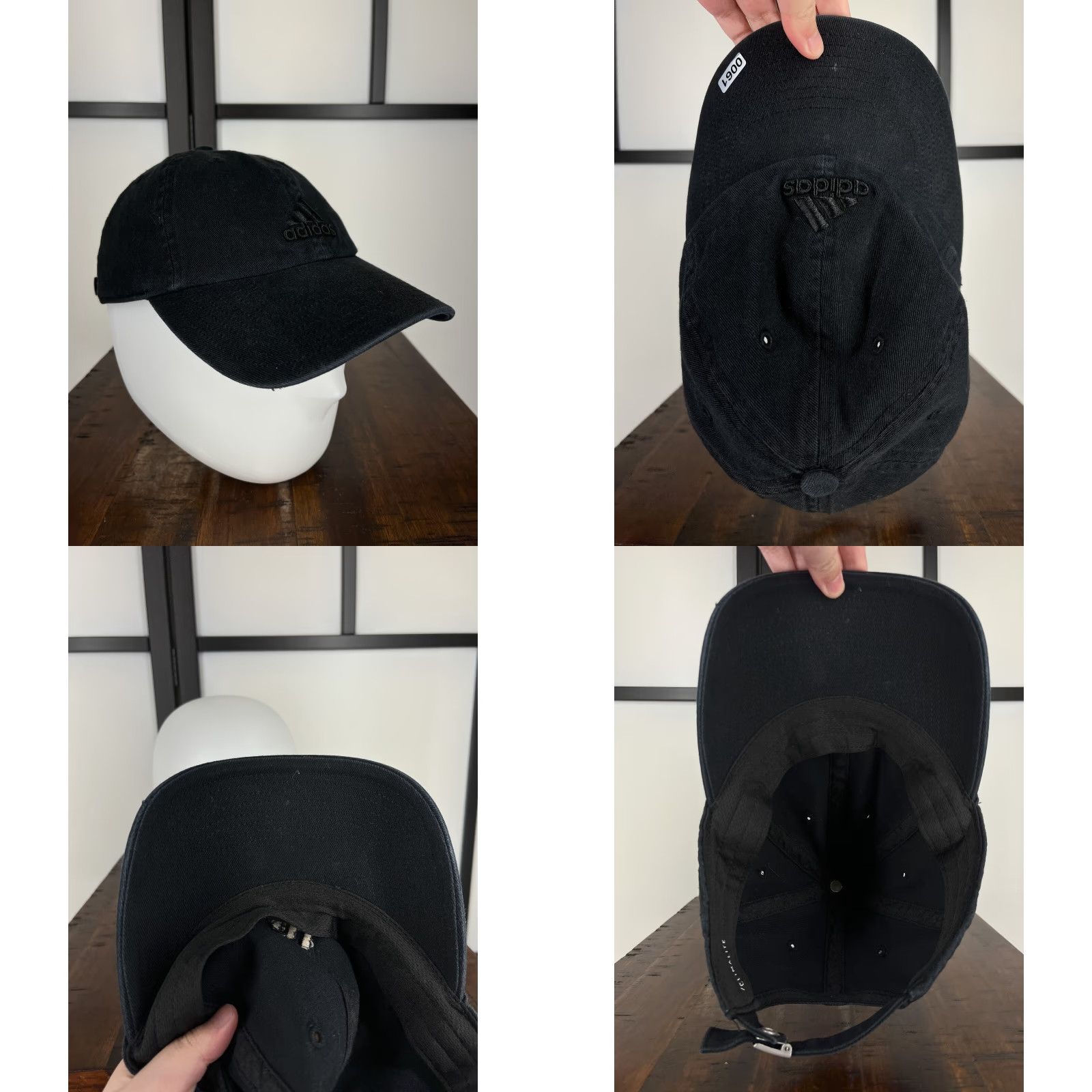 Adidas ADIDAS Hat Baseball Cap One Size Black Cotton Twill Strapback Breathable Adjustable Mens Baseball Cap 90s Outdoor Sports Size ONE SIZE - 8 Thumbnail