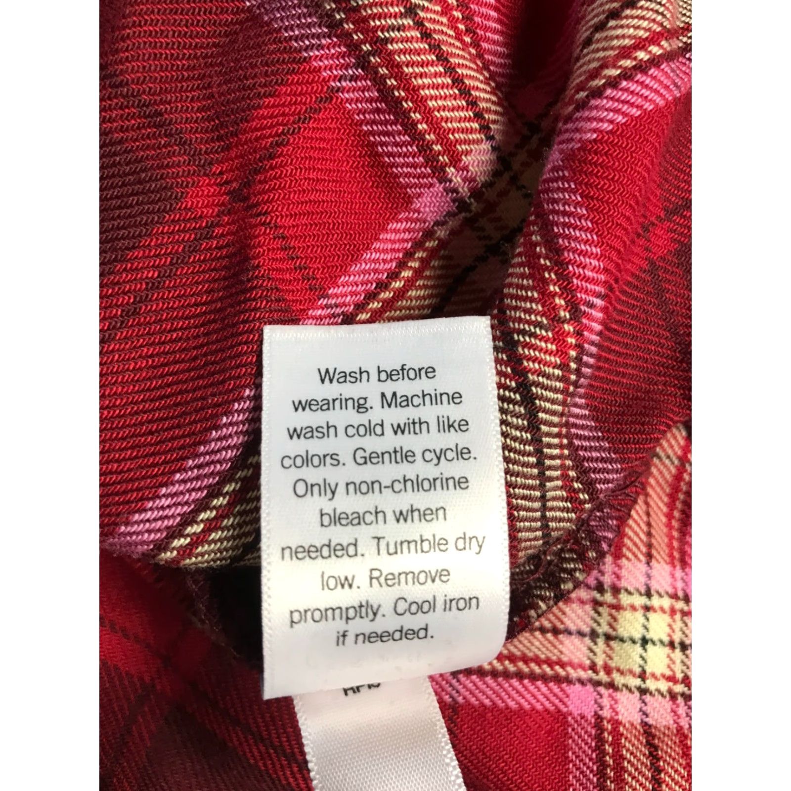 Vintage SO Shirt Women's Medium Button-Up Plaid Red Cream Burgundy Shirtress? Size M / US 6-8 / IT 42-44 - 7 Thumbnail