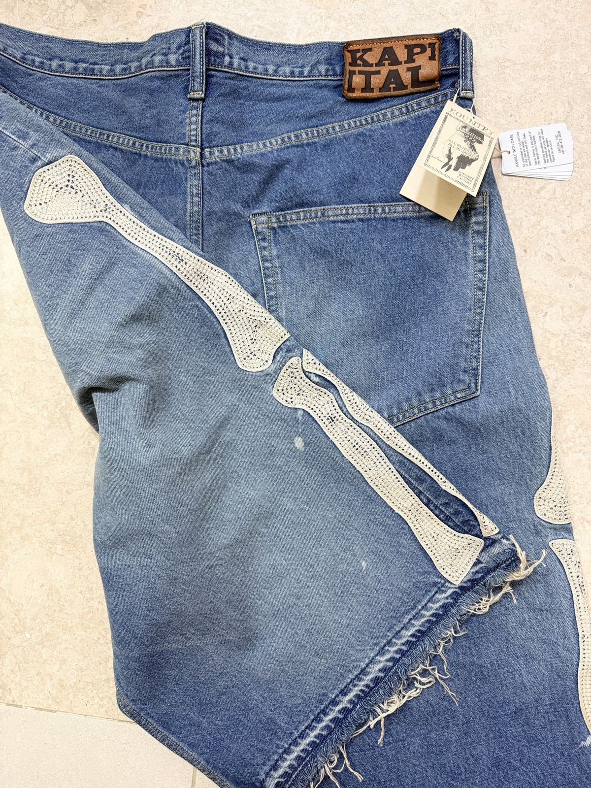 Kapital Kapital 14 oz. Denim 5P Bone Embroidery Denim Short Pants Size US 38 / EU 54 - 5 Thumbnail