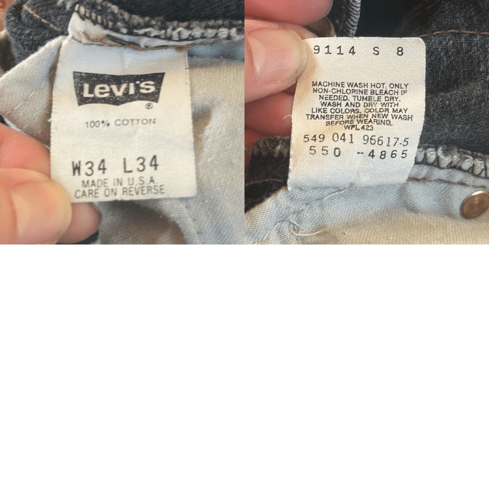Levi's VINTAGE Levi’s 550 Relaxed Jeans Men 34x34 Stone Blue 90s Size US 34 / EU 50 - 8 Thumbnail