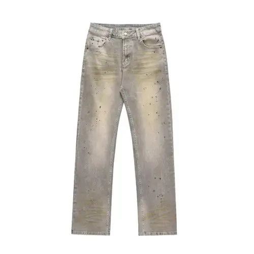 Jean Blue Stacked Flare Paint Splatter Denim Jeans, Bootcut Jeans Size US 33 - 1 Thumbnail