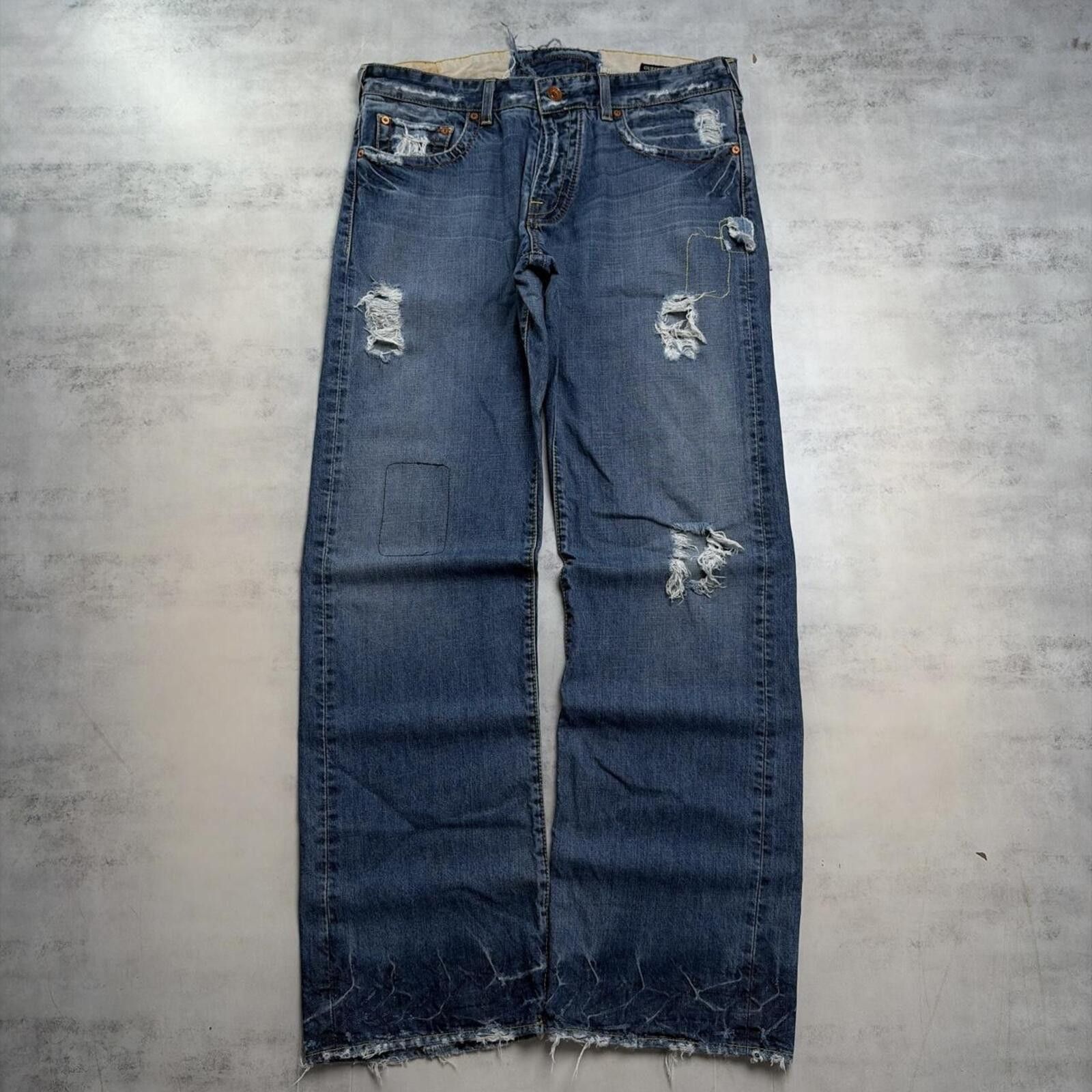 Guess Y2K Guess Patchwork Baggy Distressed Skater Denim Jeans Size US 34 / EU 50 - 2 Thumbnail