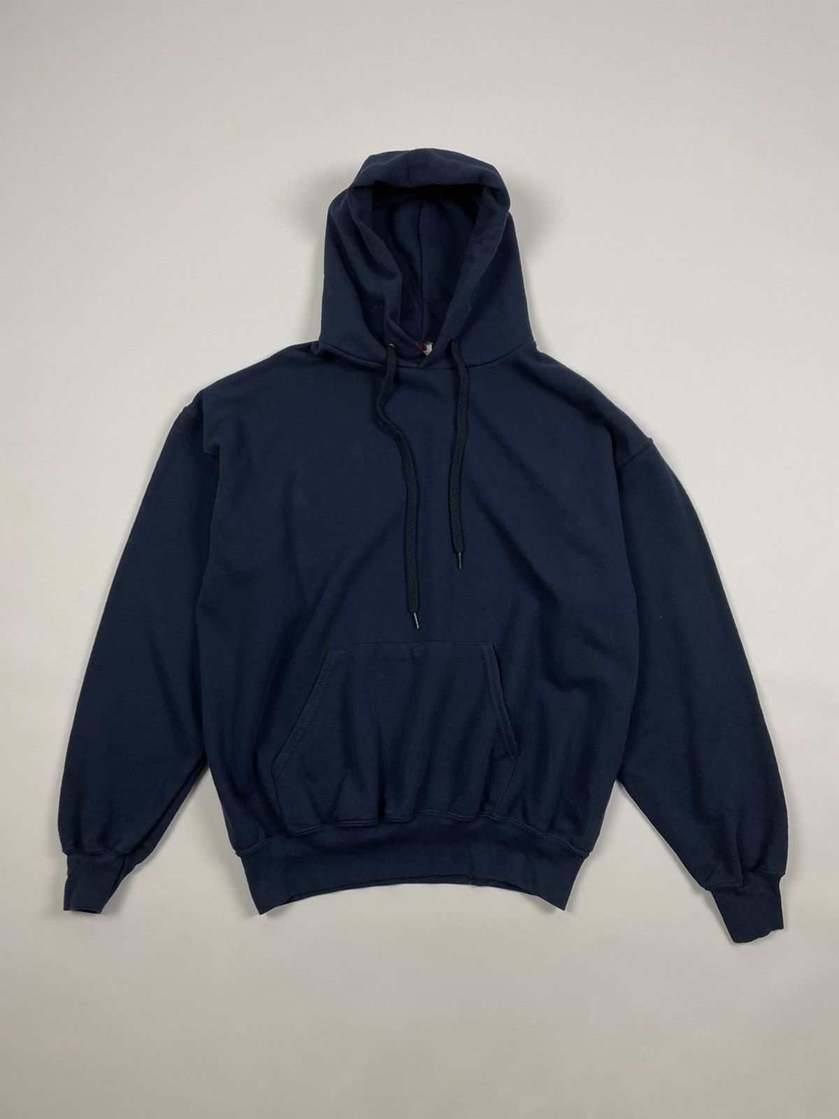 Fruit Of The Loom 2000s Vintage Fruit Of The Loom Blank Blue Boxy Hoodie Size US L / EU 52-54 / 3 - 1 Thumbnail