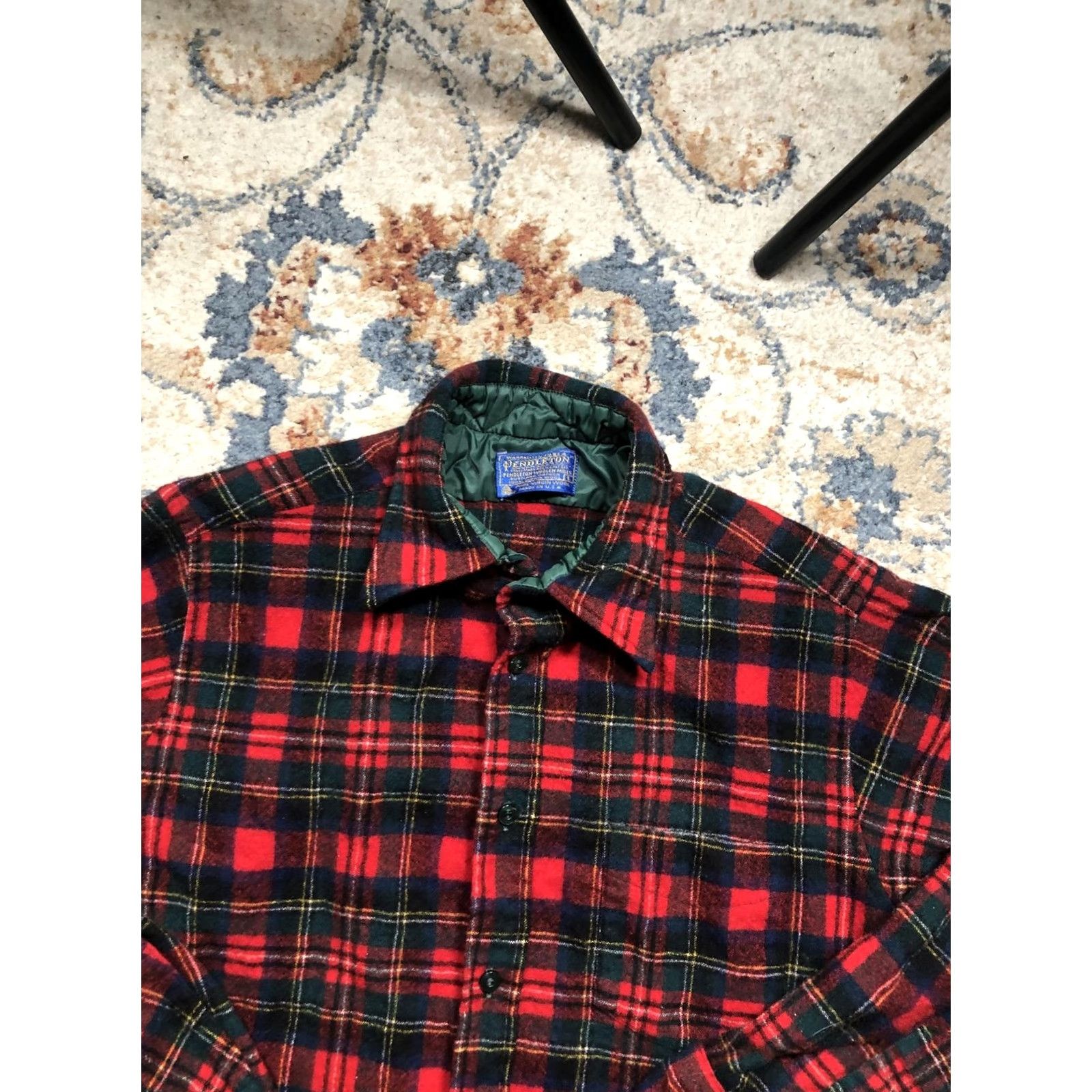 Pendleton VINTAGE Pendleton Jacket Mens Medium Red Green Plaid Wool Flannel 70s USA Mens Size US L / EU 52-54 / 3 - 6 Thumbnail