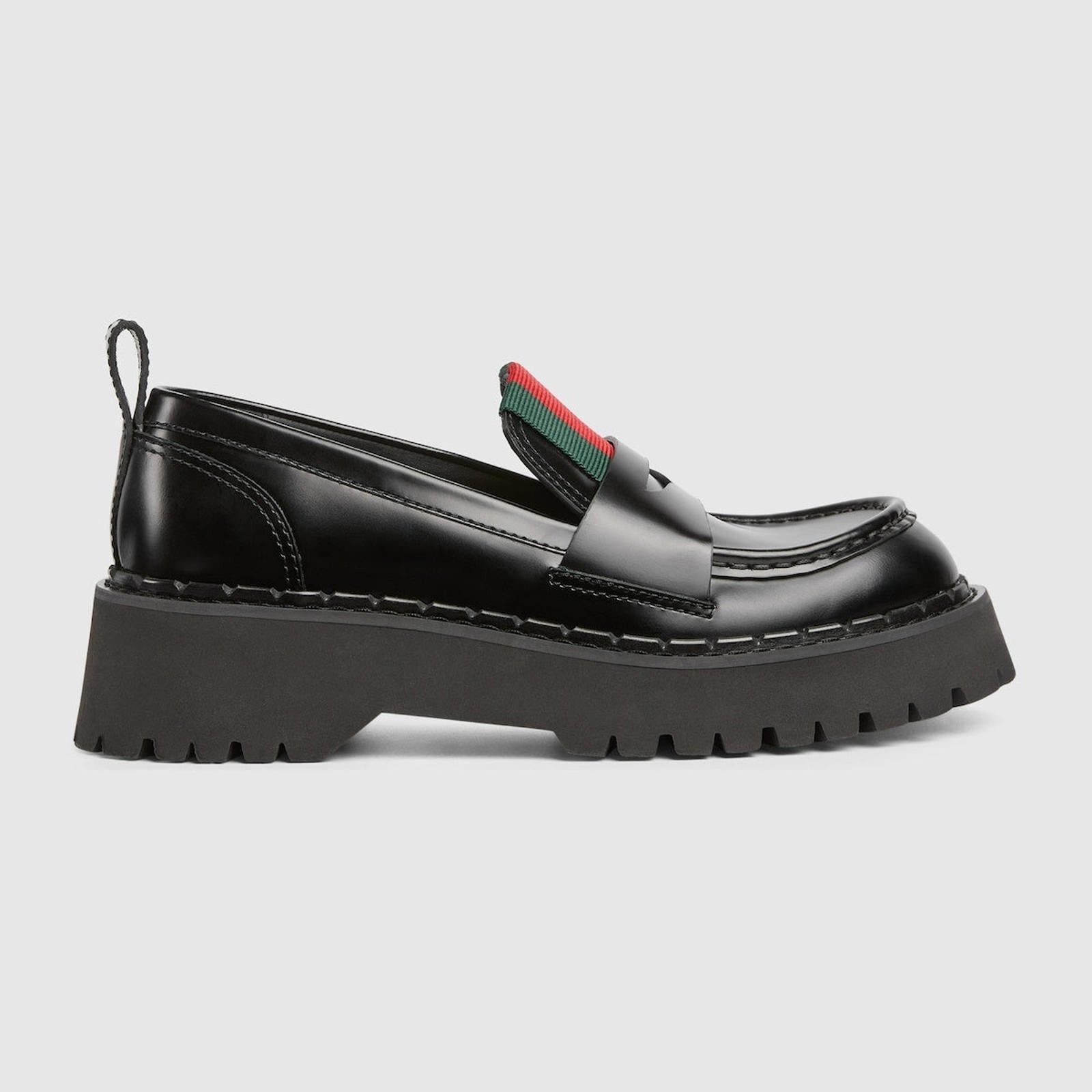 Gucci Gucci Web Leather Loafers SIZE 39.5 Size ONE SIZE - 1 Thumbnail