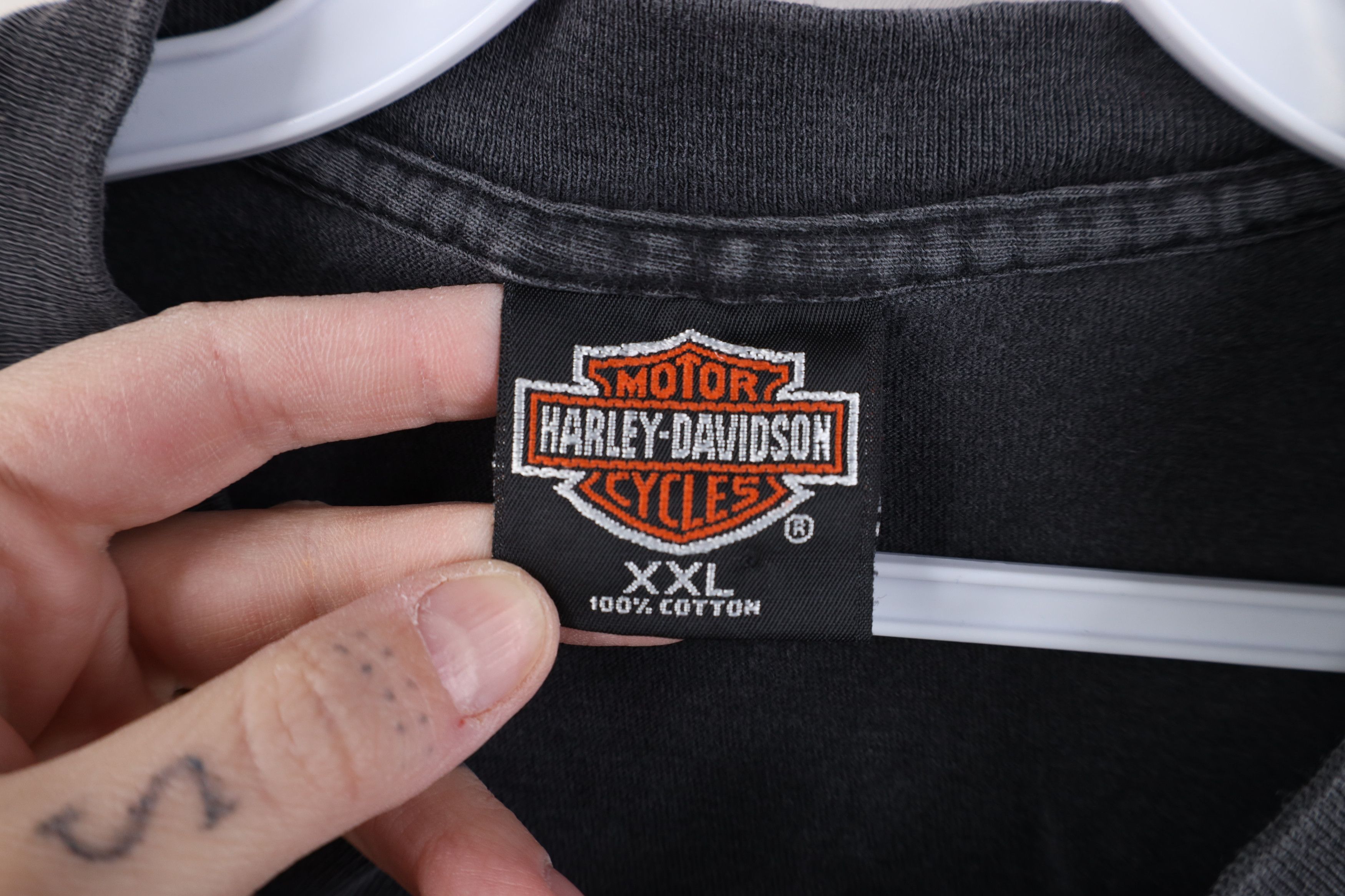 Harley Davidson Vintage 90s Harley Davidson Spell Big Logo T-Shirt Black USA Size US XXL / EU 58 / 5 - 7 Thumbnail