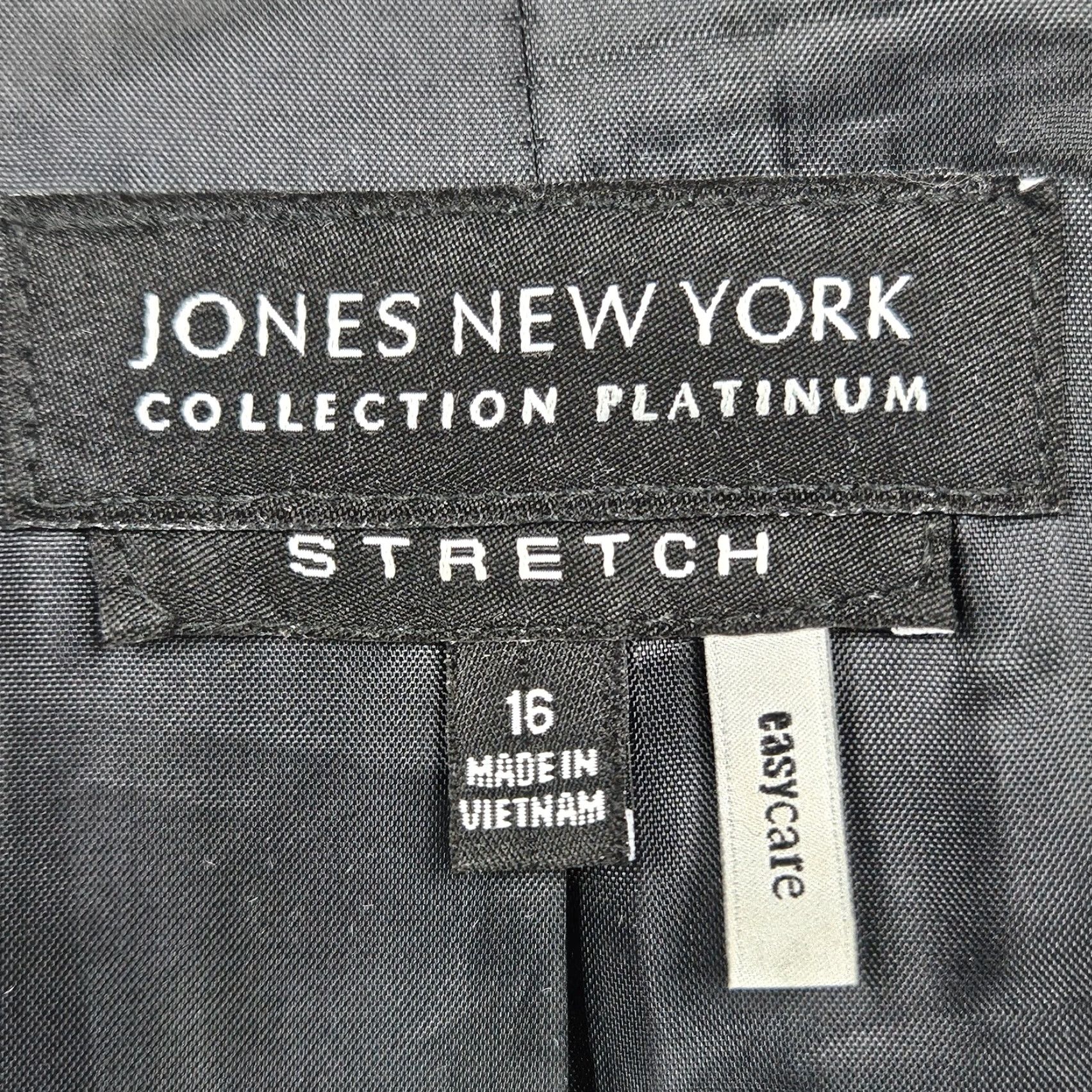 Jones New York Jones NY Grey Wool Blend Stretch Platinum Easy Care Peak Blazer Suit Jacket 16 Size XXL / US 16-18 / IT 52-54 - 3 Thumbnail