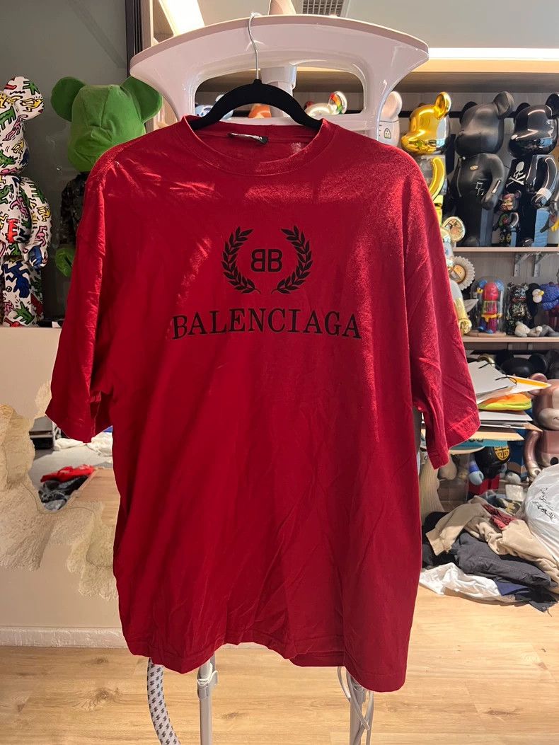 Balenciaga Balenciaga Burgundy Wheat Short Sleeve - A Classic Design Size US S / EU 44-46 / 1 - 1 Thumbnail
