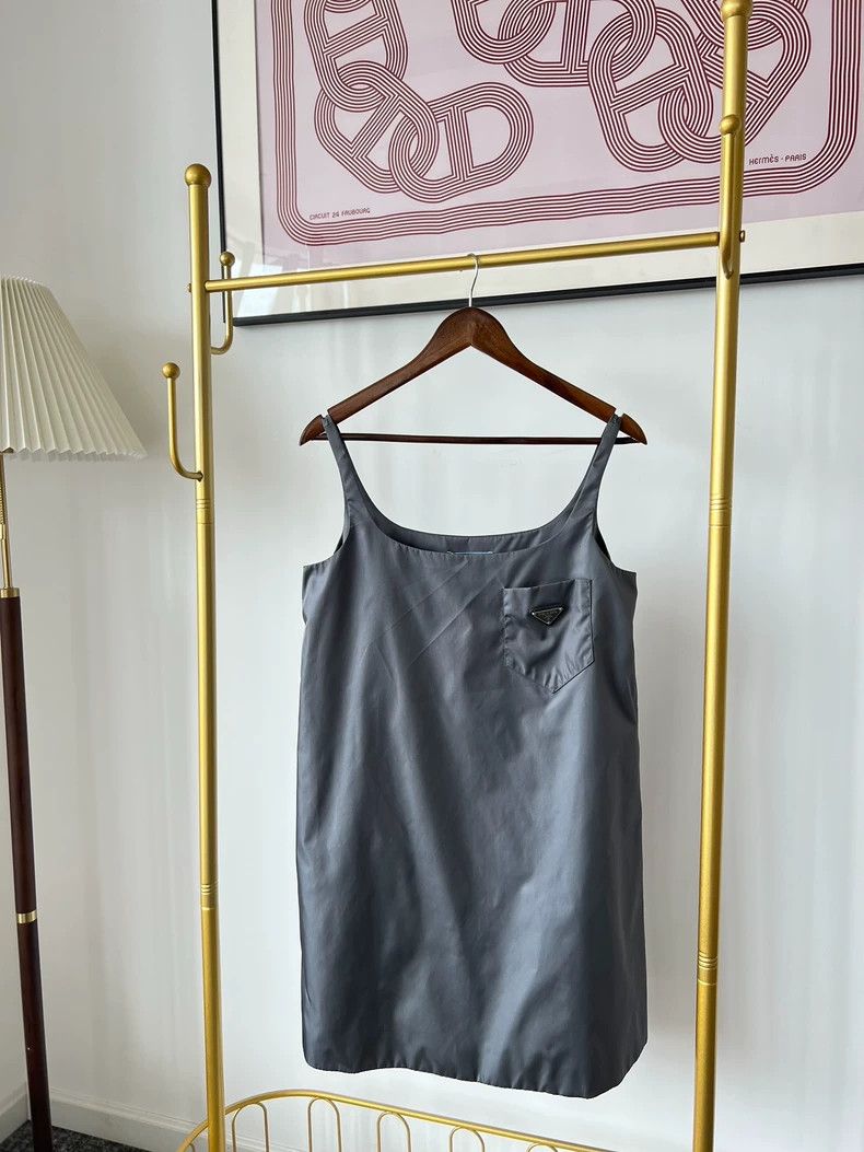 Prada Prada Gray triangle sleeveless suspender dress Size S / US 4 / IT 40 - 1 Thumbnail