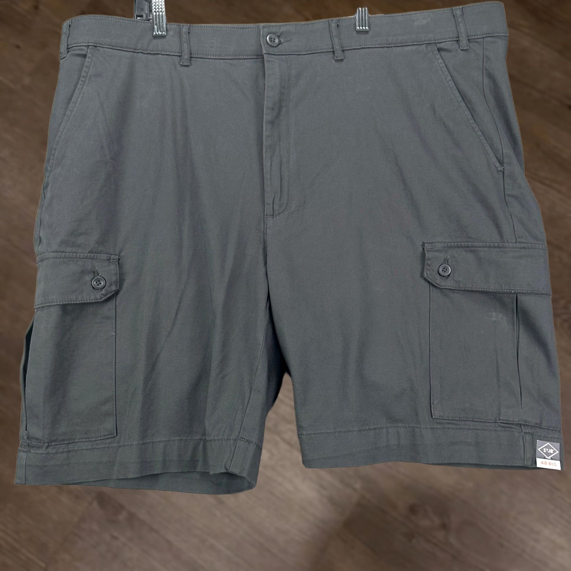 Vintage St Johns Bay Mens 48X10 Big Classic Fit Cargo Shorts Gray Flat Front Pocket Mens Big & Tall Casual Workwear Size US 32 / EU 48 - 1 Thumbnail
