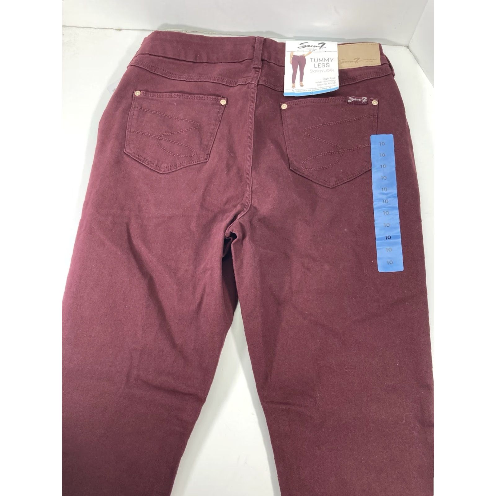 Vintage Seven7 Jeans Women 10 30X31 High Rise Stretch Skinny Denim NWT Maroon Red Size 32" / US 10 / IT 46 - 7 Thumbnail
