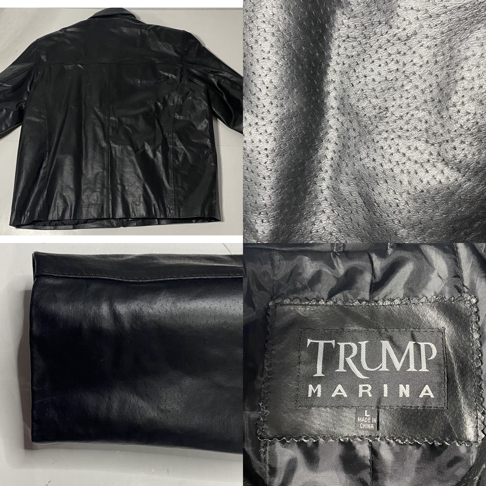 Vintage VINTAGE Lambskin Leather Jacket Donald Trump Marina Brand RARE Large L Black Motorcycle/Biker Mens Women Size US L / EU 52-54 / 3 - 8 Thumbnail