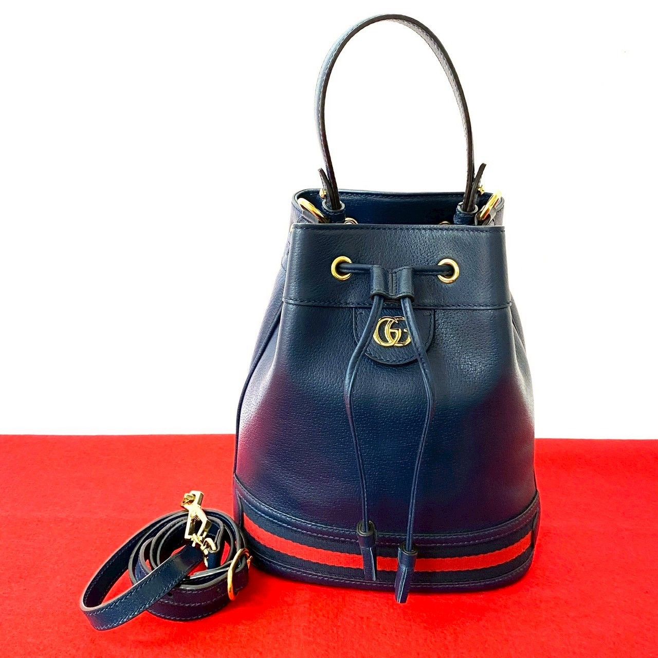 Gucci Gucci Ophidia Leather 2Way Bag Leather Shoulder Bag in Blue, Women's