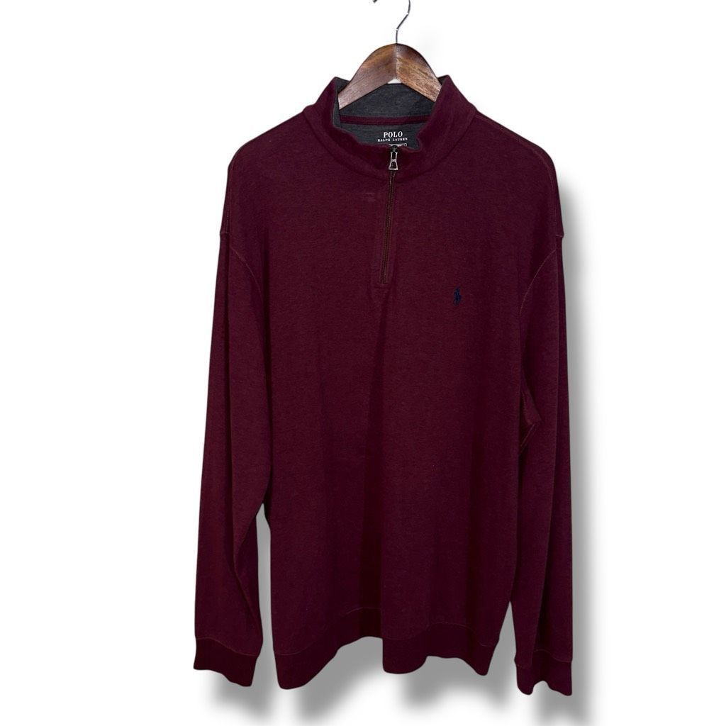 Polo Ralph Lauren Burgundy Red Polo Ralph Lauren 1/4 Zip Sweater Size XXL Size US XXL / EU 58 / 5 - 1 Thumbnail