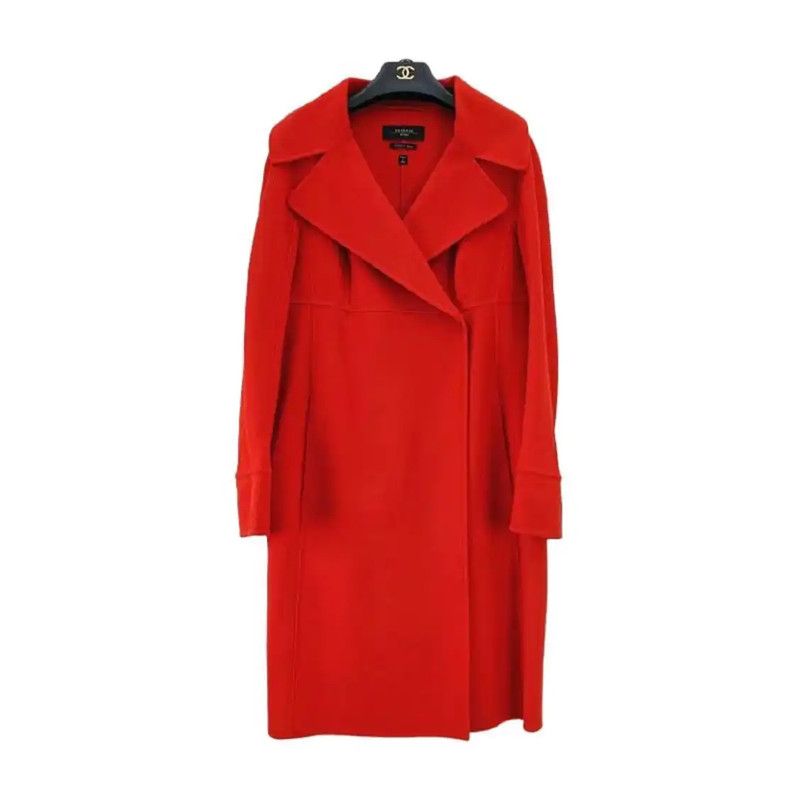 Max Mara MaxMara Red Wool Long Coat for Women 0089 Size L / US 10 / IT 46 - 1 Thumbnail