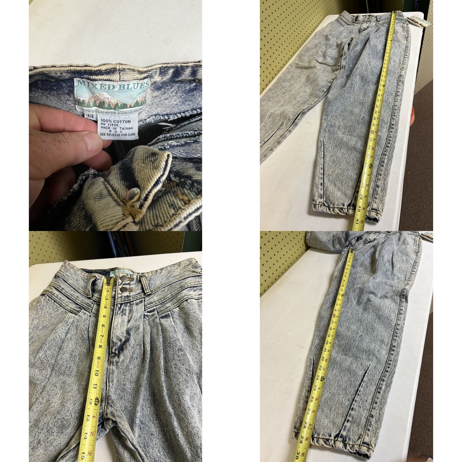 Vintage VINTAGE Mixed Blues Jeans Parachute Acid Wash Denim Womens 80s Sz 13 28”W Regular NOS Size 34" / US 12 / IT 48 - 8 Thumbnail