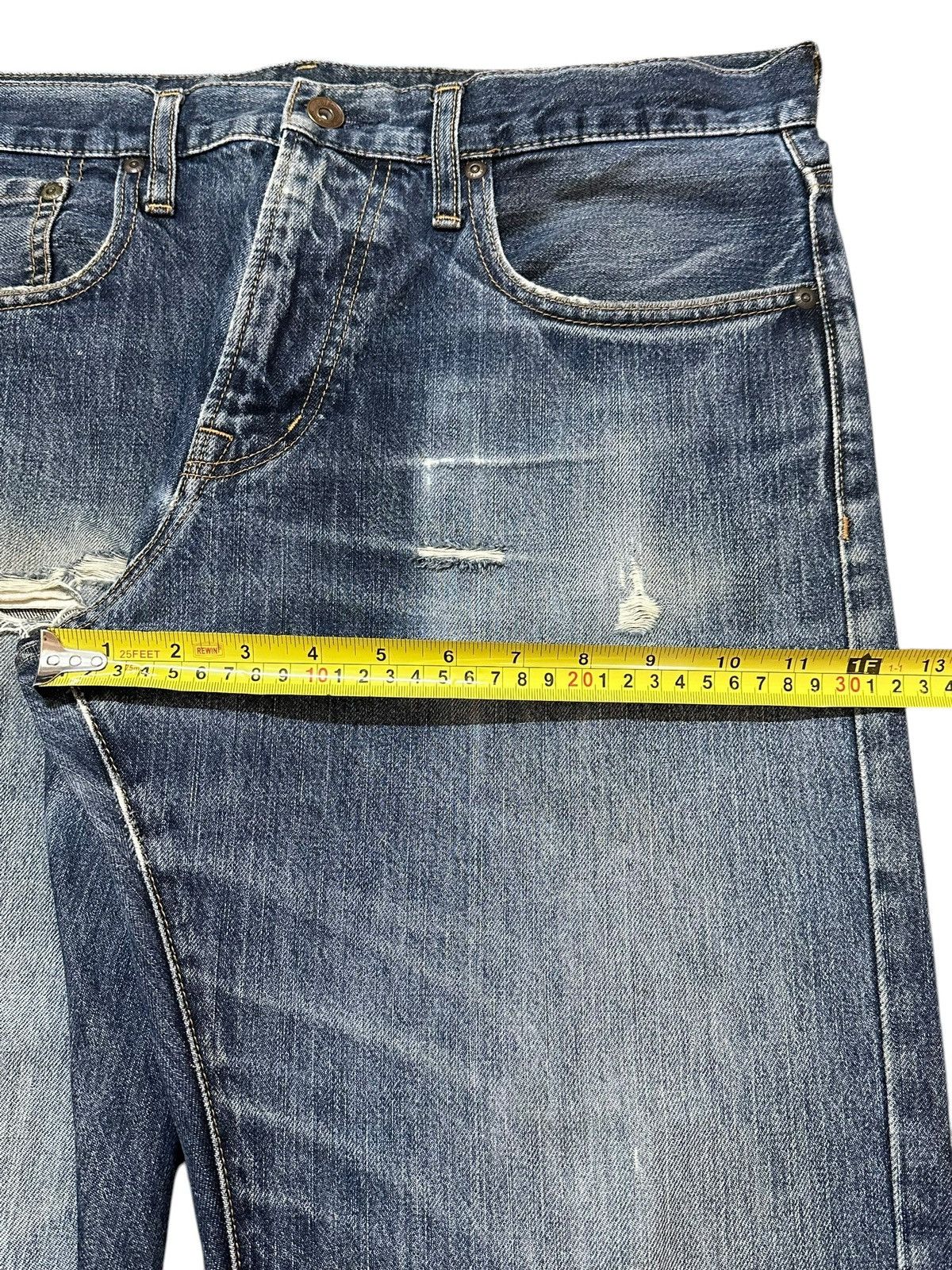 GU Vintage Japanese Brand GU Faded Wash Distressed Baggy Jeans Size US 34 / EU 50 - 14 Thumbnail