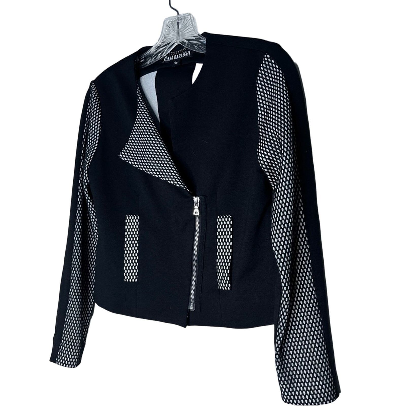 Anthropologie Yoana Baraschi black faux mesh trim motorcycle jacket XS Size XS / US 0-2 / IT 36-38 - 2 Thumbnail