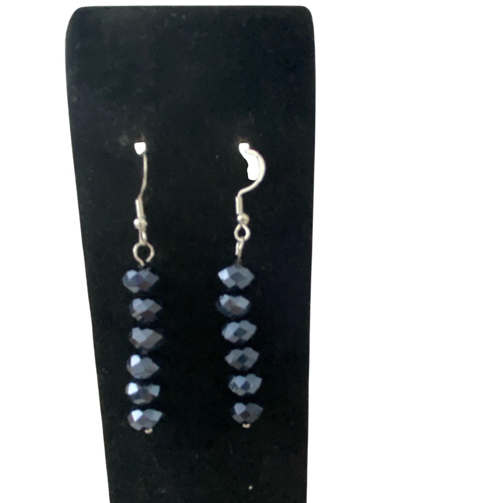 Handmade navy blue glass bead earrings Size ONE SIZE - 1 Thumbnail