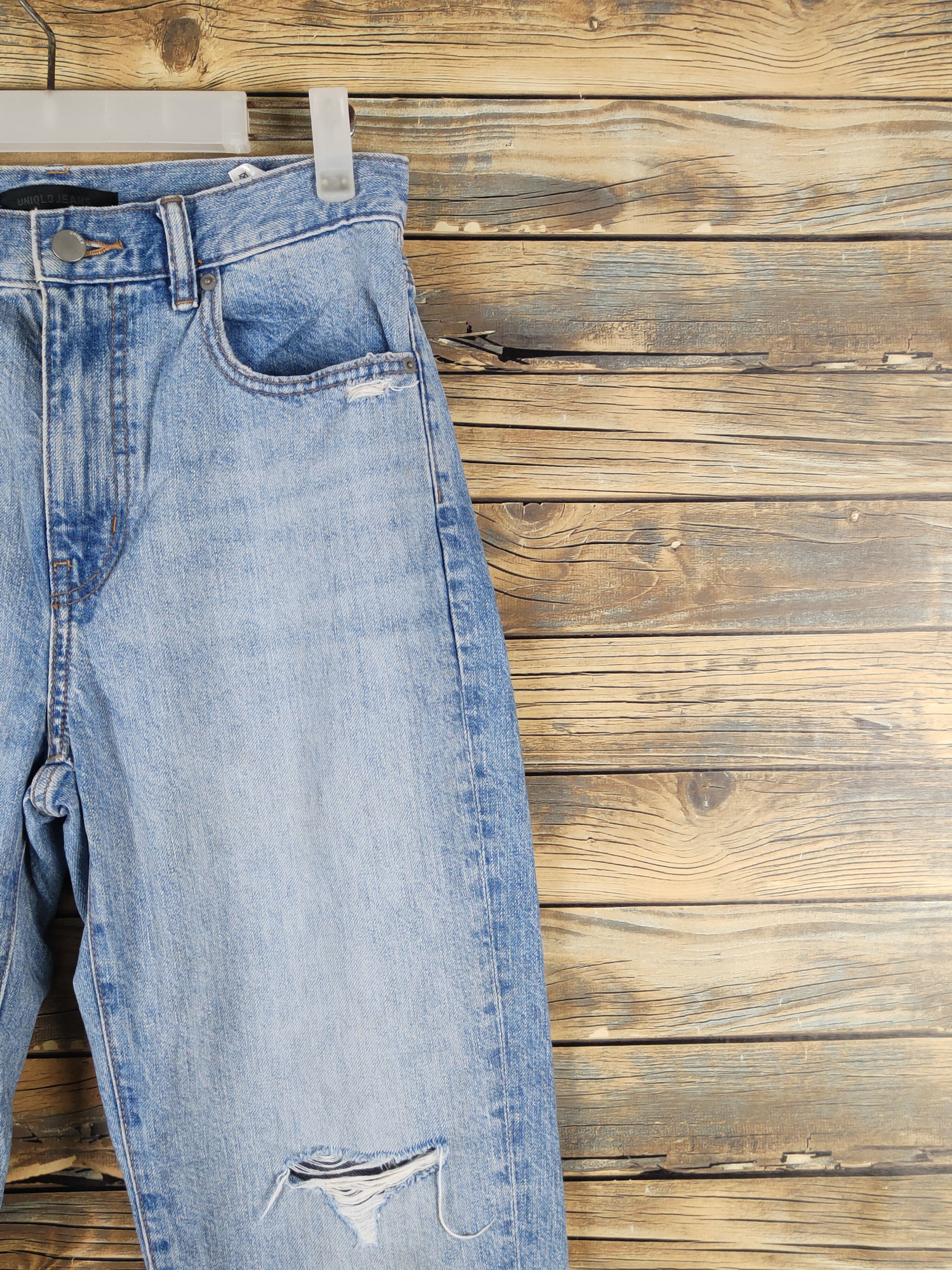 Japanese Brand Uniqlo fabric by kaihara Distress Ripped denim Jeans #W1296 Size US 27 - 5 Thumbnail