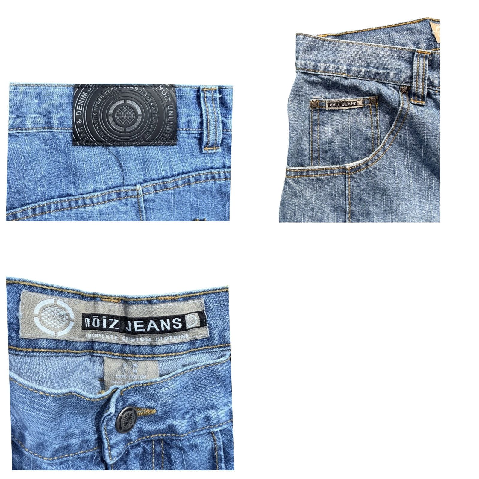Vintage VINTAGE Noiz Jeans Light Wash Patchwork Baggy Skater Jorts Bermuda Shorts Sz 38 Mens Blue 2000s Size US 38 / EU 54 - 8 Thumbnail