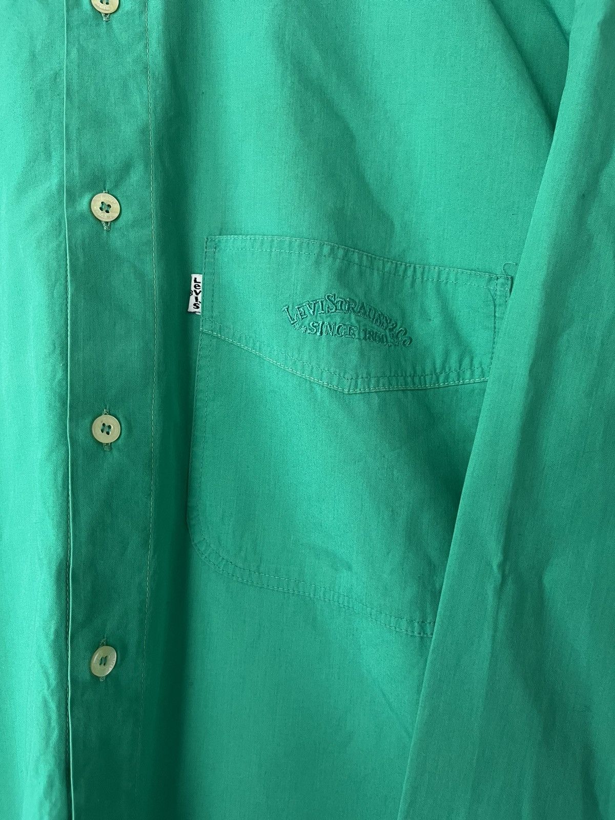 Levi's Vintage Levi's Solid Button Shirt Longsleeve Green L Size US L / EU 52-54 / 3 - 3 Thumbnail