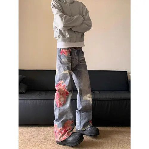 VIBE Patchwork Embroidery Baggy Denim Jeans Size US 32 / EU 48 - 6 Thumbnail