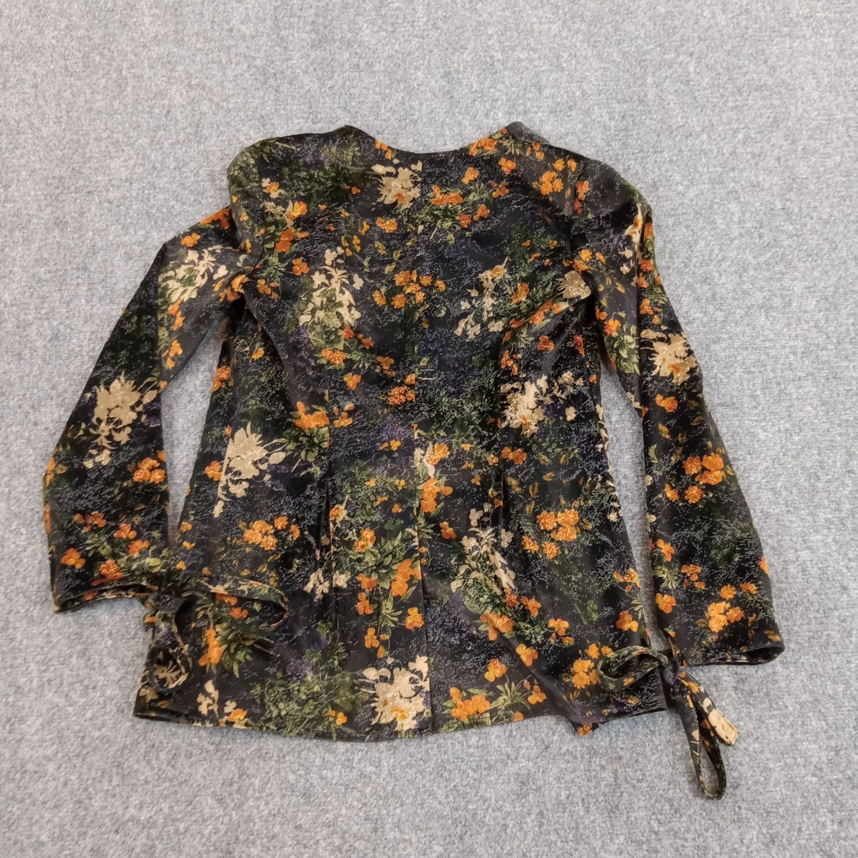 Vintage Hinge Women's Small Black Floral Long Sleeve Jacket Open Front Office Casual Fall Spring Size S / US 4 / IT 40 - 7 Thumbnail