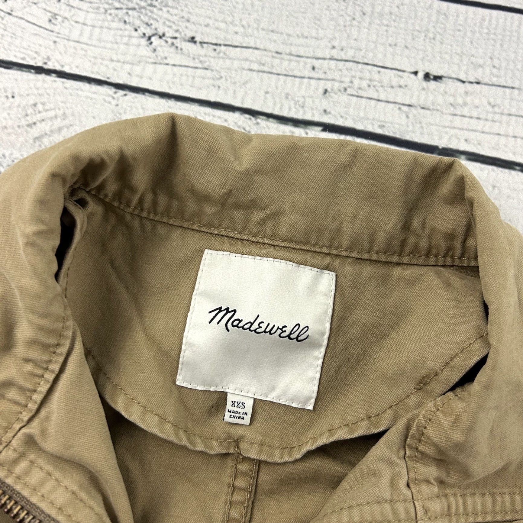 Madewell Madewell Jacket Women XXS Beige Khaki Long Sleeve Full Zip Casual Cotton Size XXS / US 00 / IT 34 - 2 Thumbnail