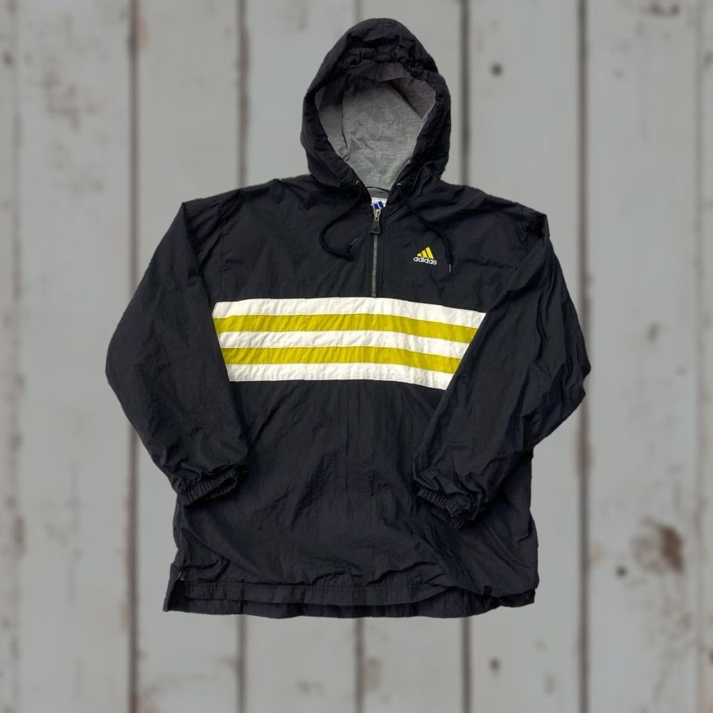 Adidas VINTAGE adidas Jacket Hooded 1/4 Zip Black Size Large Men Size US L / EU 52-54 / 3 - 1 Thumbnail