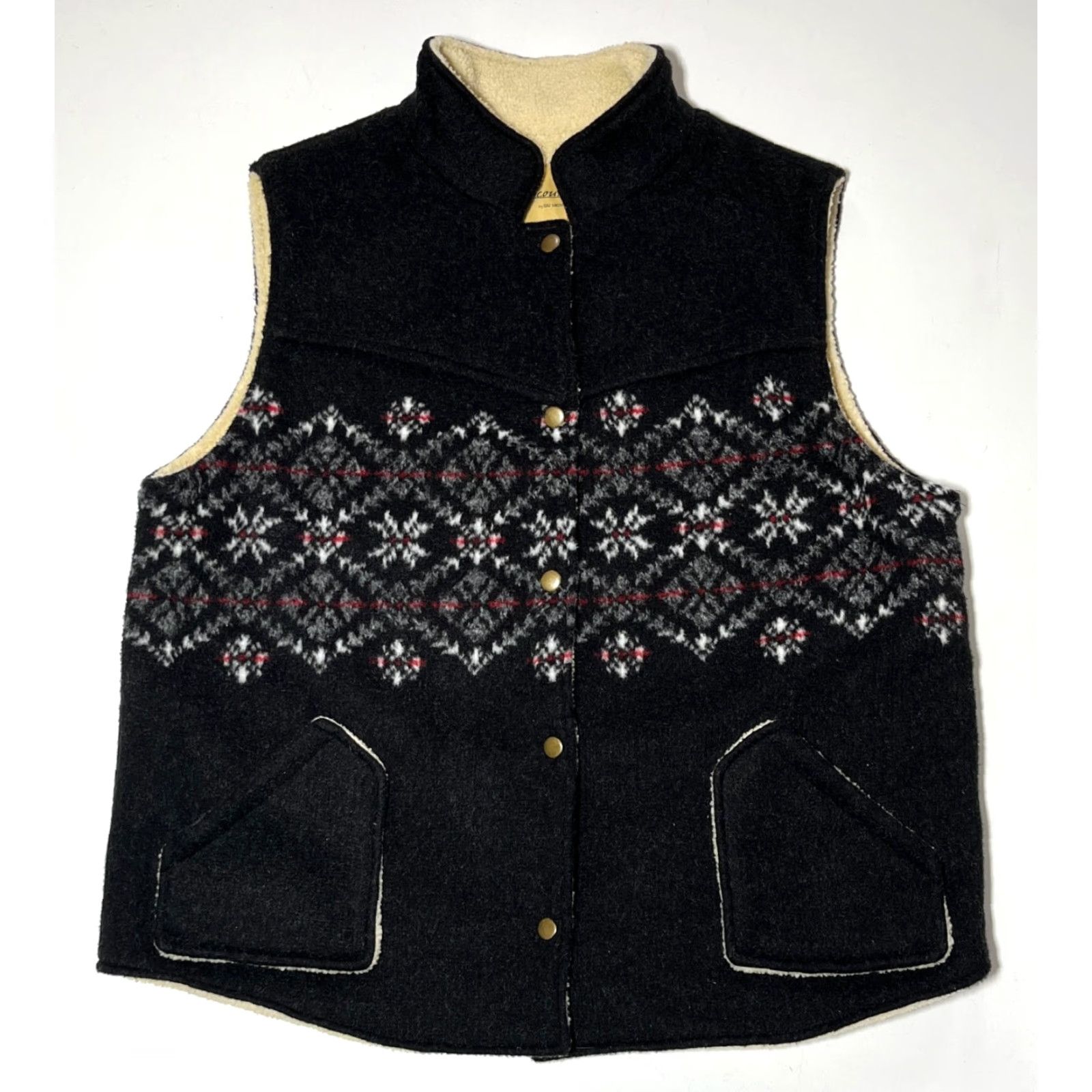 Vintage VINTAGE Upcountry By Du Monde Women's Snap-On Vest Shirt XL Black Pockets Size XL / US 12-14 / IT 48-50 - 3 Thumbnail