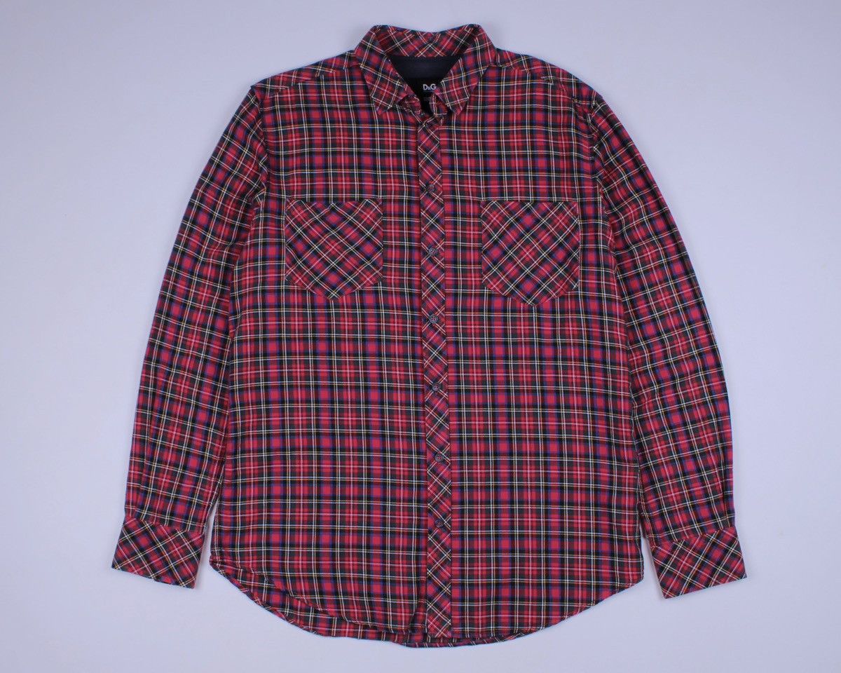 Designer × Dolce & Gabbana Dolce & Gabbana George Plaid Red Long Sleeve Button Shirt Size US L / EU 52-54 / 3 - 5 Thumbnail