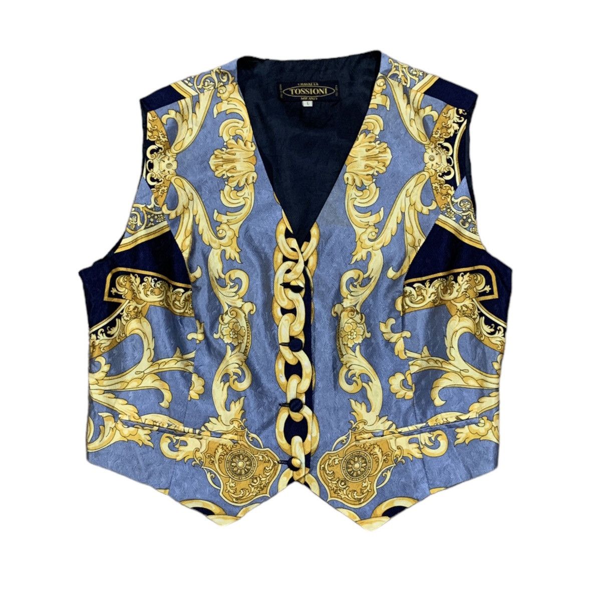 Vtg Tossioni Cravatta Milano Brogue Renaissance Silk Vest