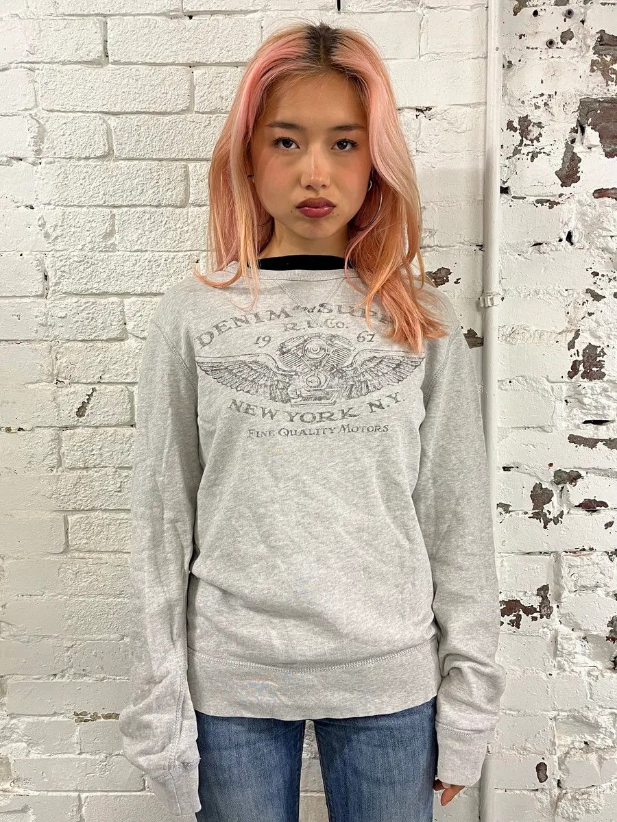 Polo Ralph Lauren 2010s Ralph Lauren Denim & Supply Motors Grey Sweater Size XS / US 0-2 / IT 36-38 - 2 Thumbnail