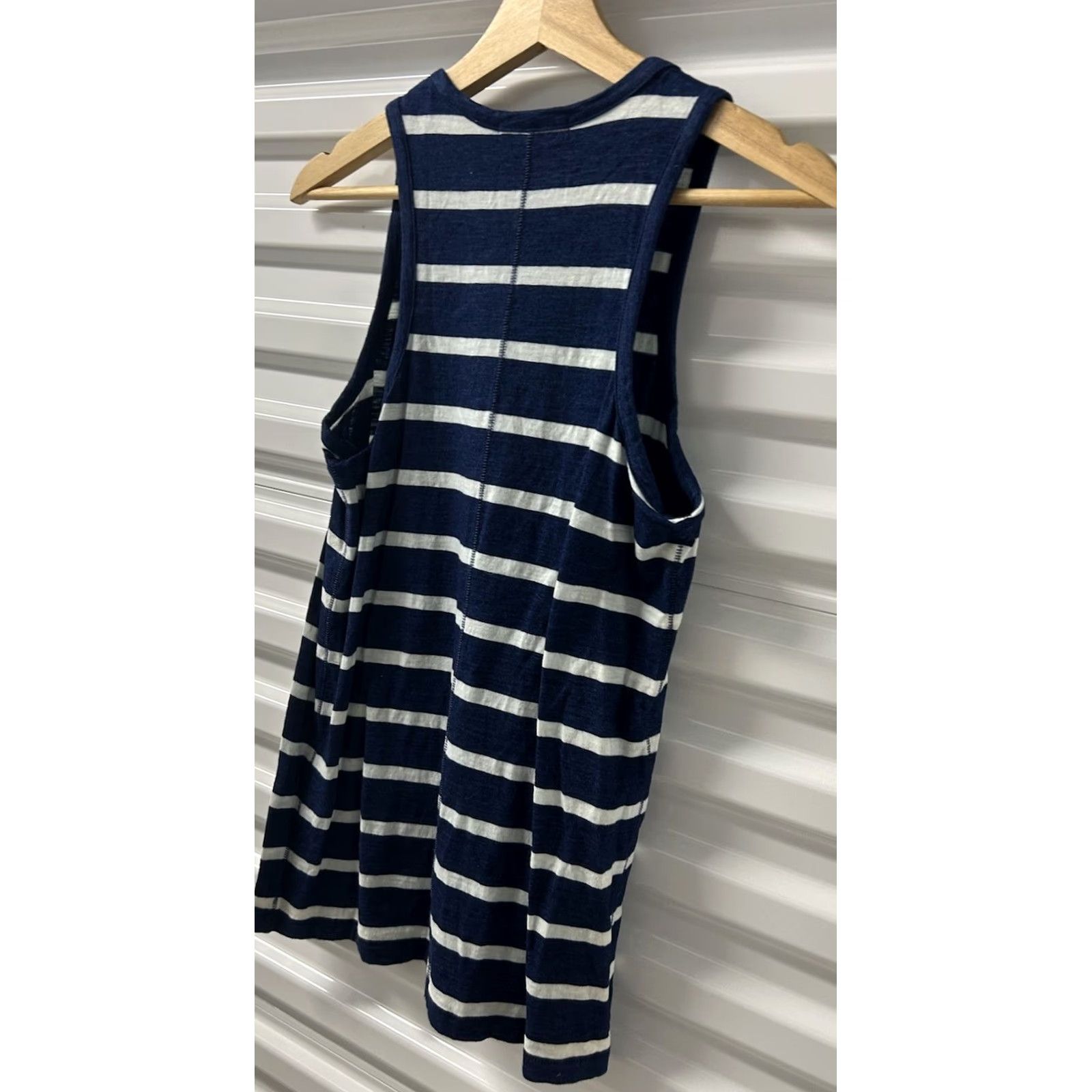 Rag & Bone Womens rag & bone Tank Top Navy White Striped Crew Neck Sleeveless XS Relaxed Fit Cotton Jersey Peru Casual Womens Size XS / US 0-2 / IT 36-38 - 4 Thumbnail