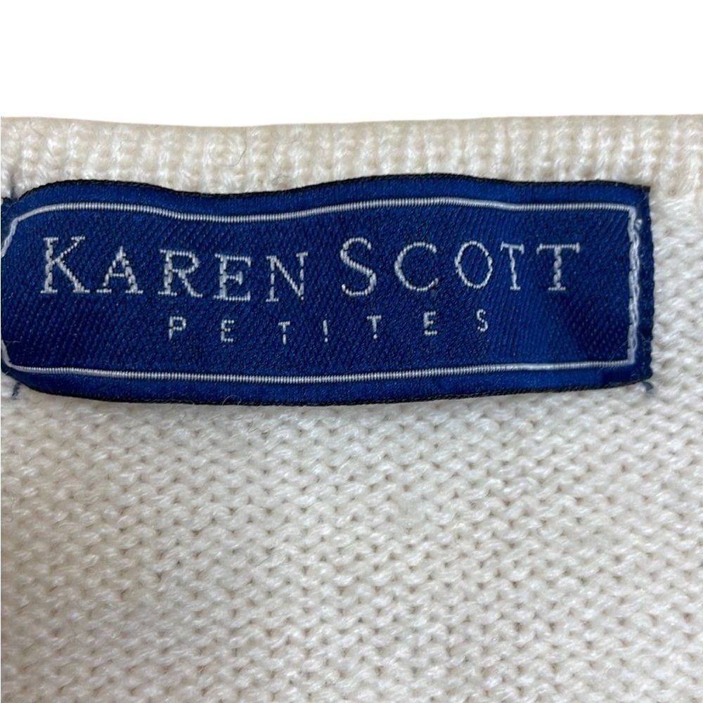 Vintage 90s vintage Karen Scott Wool Knit White Cardigan with Gold B Size M / US 6-8 / IT 42-44 - 7 Thumbnail