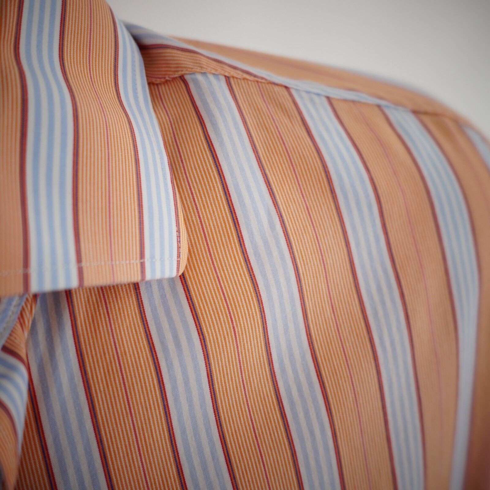 Tailorbyrd Tailorbyrd Orange Blue Striped Flip Cuff Pocket Large Collar Size US L / EU 52-54 / 3 - 2 Thumbnail