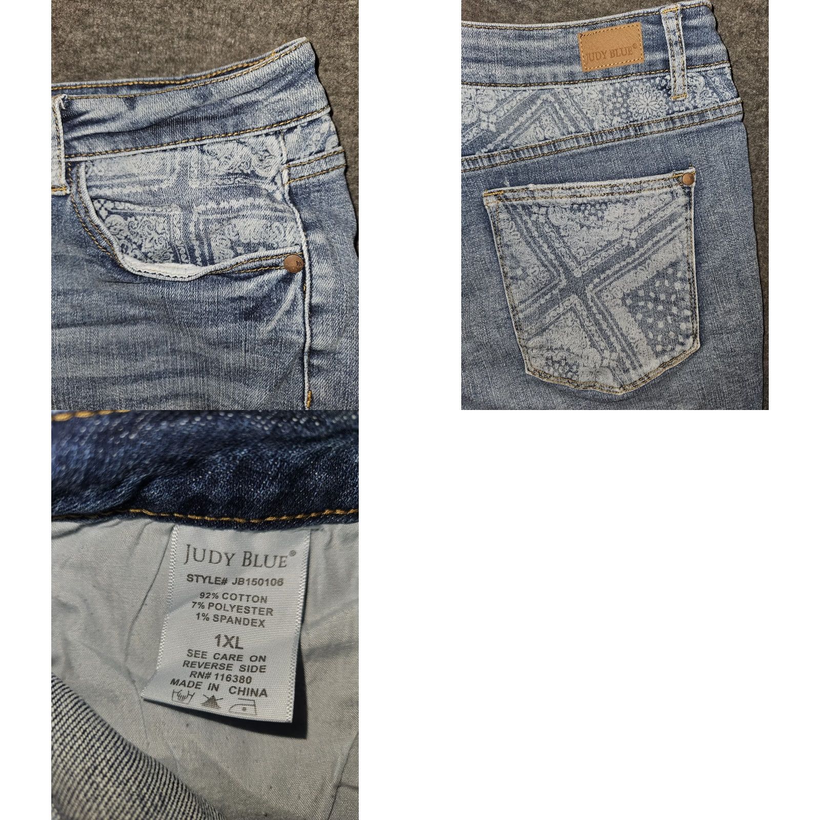 Vintage Judy Blue Cut Off Jean Shorts Women's XL High Rise Blue Stretch Paisley Preppy Size 40" / US 18 - 8 Thumbnail