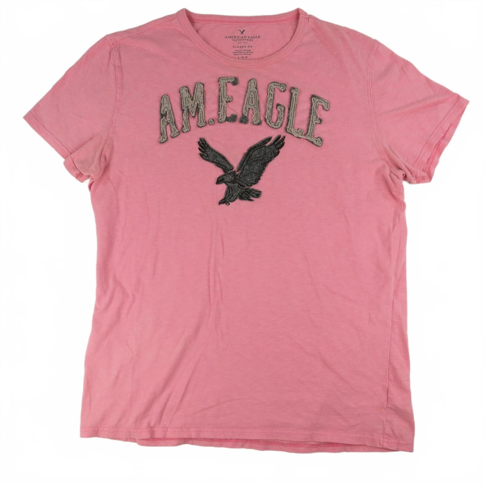American Eagle Outfitters American Eagle Pink Graphic T-Shirt with Eagle Patch Mens L Size US L / EU 52-54 / 3 - 1 Thumbnail
