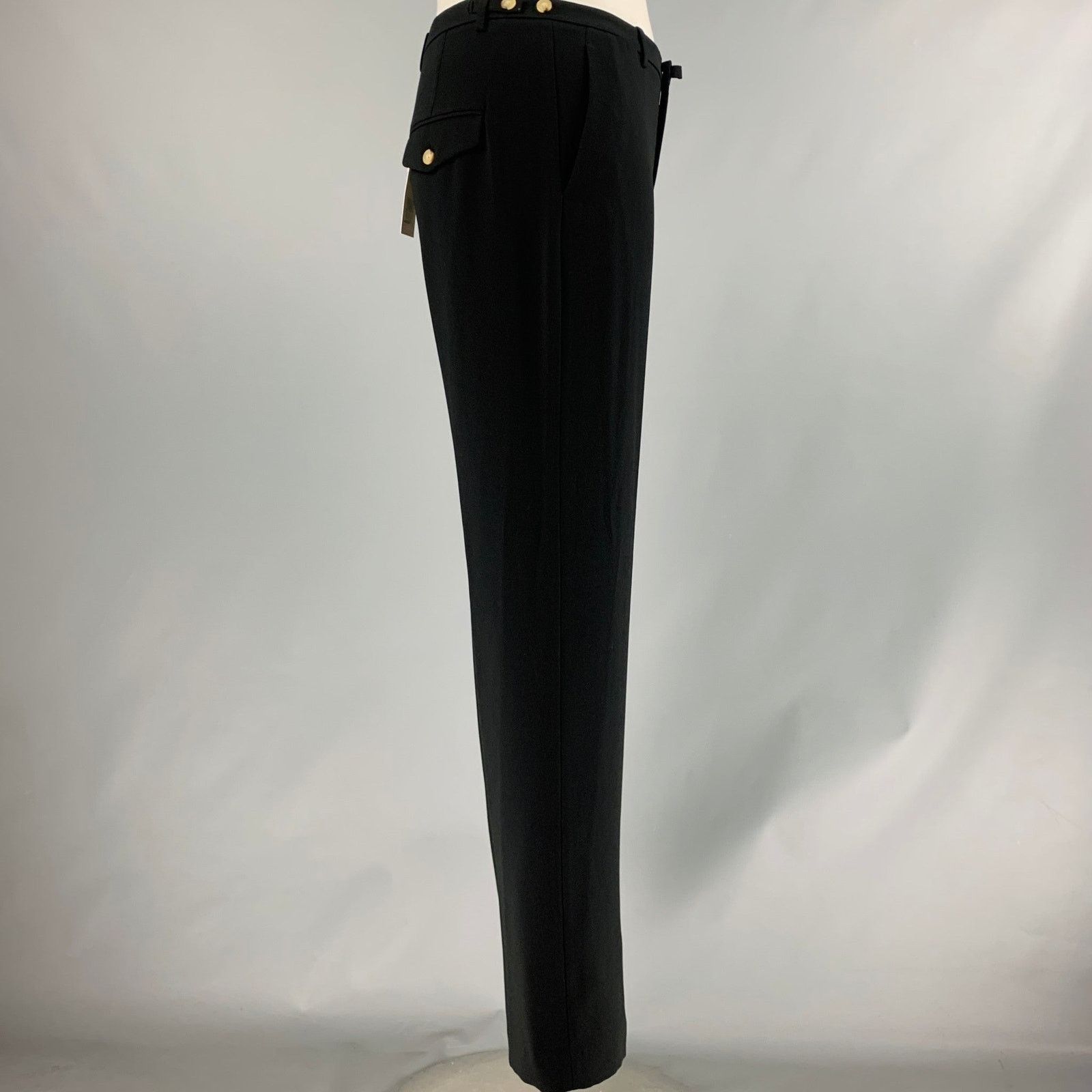 Vince VINCE Size 12 Black Triacetate Blend Zip Fly Dress Pants Size 34" / US 12 / IT 48 - 2 Thumbnail