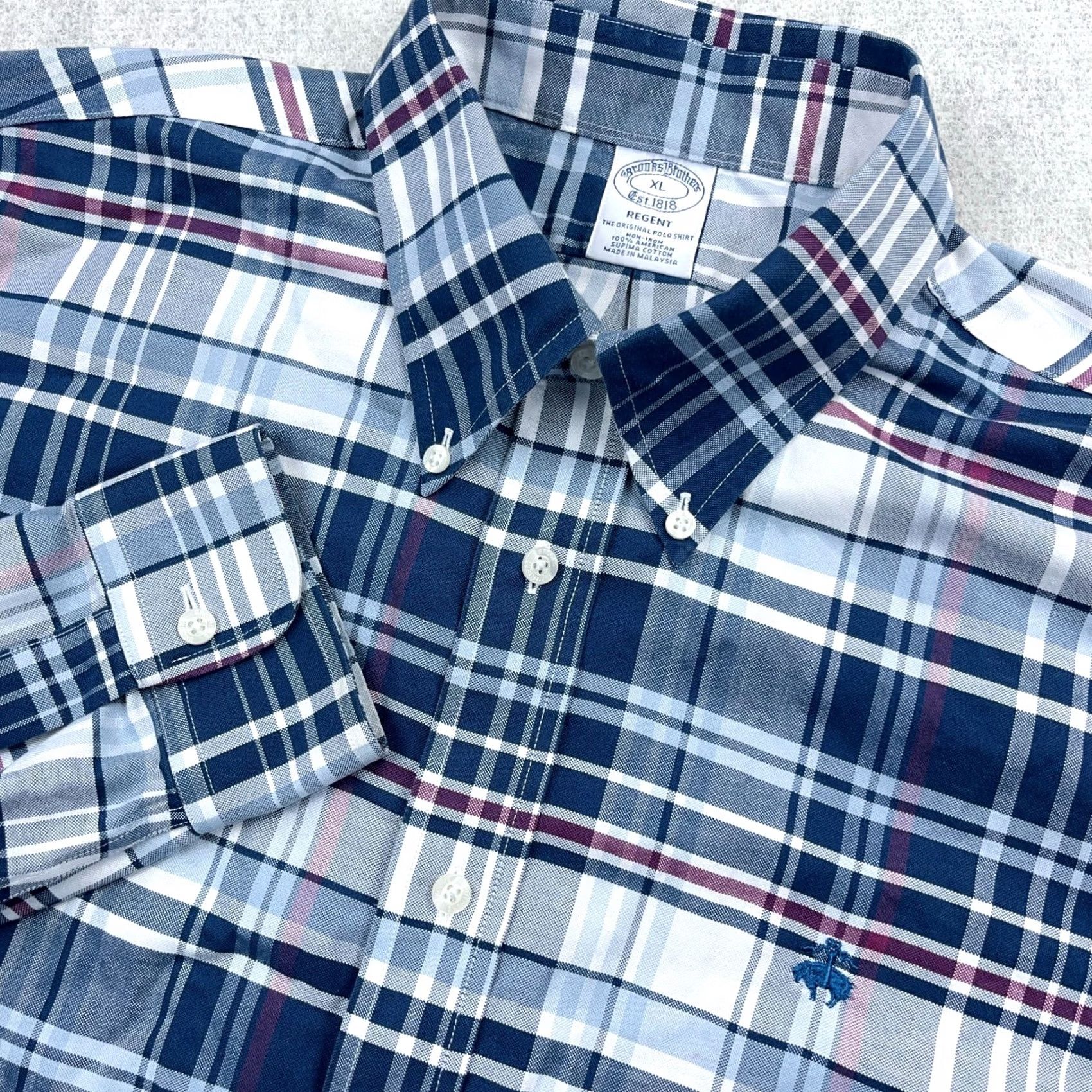 Brooks Brothers Brooks Brothers Shirt Men XL Blue Button-Down Oxford OCBD Regent Plaid Regular Pattern Adult XL Blue) Size US XL / EU 56 / 4 - 2 Thumbnail