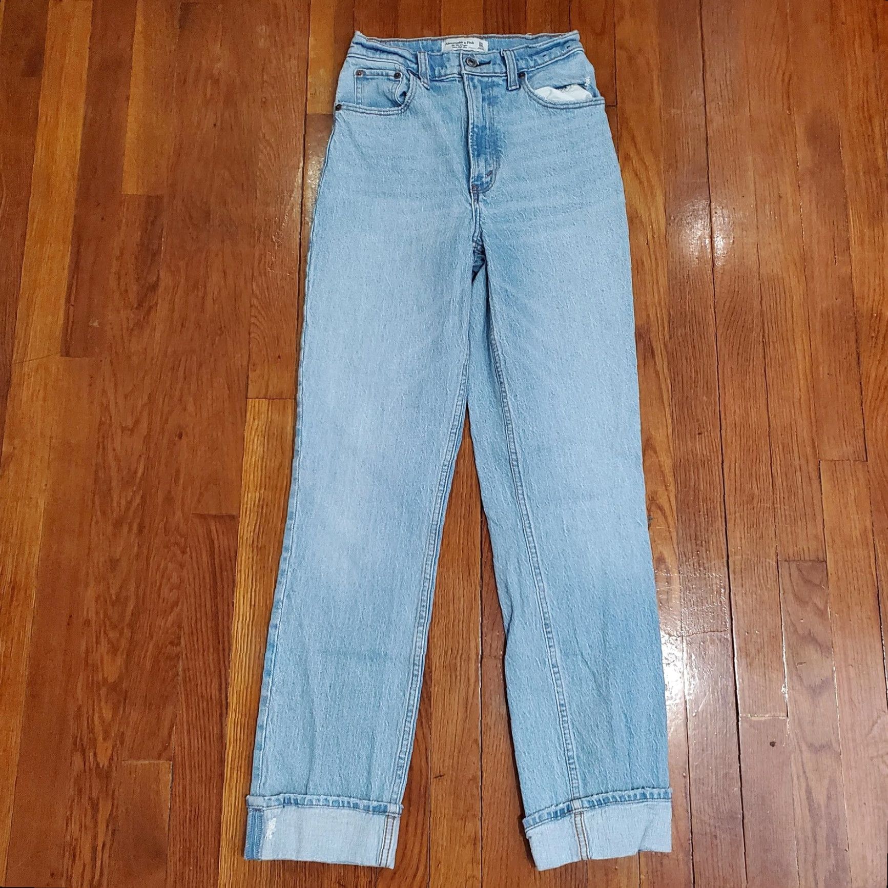 Abercrombie & Fitch VINTAGE Abercrombie & Fitch Jeans Womens 24 00R Light Wash 90s Straight Ultra High Rise Size 24" / US 00 / IT 34 - 4 Thumbnail