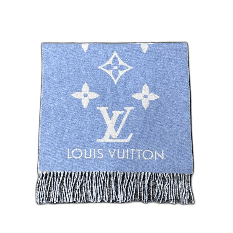 Louis Vuitton Blue and White Cashmere Scarf by Louis Vuitton Size ONE SIZE - 1 Thumbnail