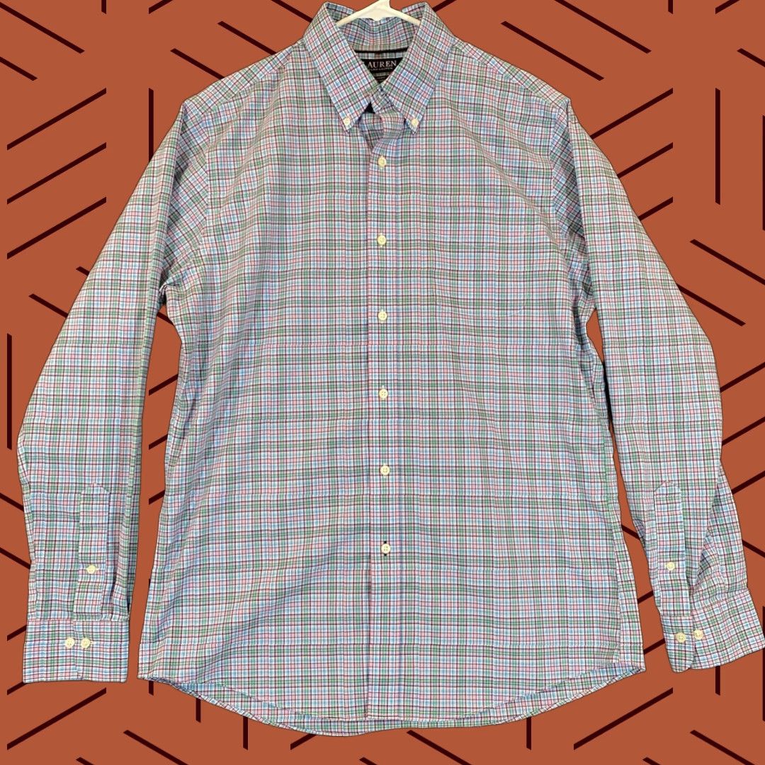 Ralph Lauren VINTAGE Lauren Ralph Lauren Shirt Men Long Sleeve Plaid Button-Down Black Label 16.5 Regular Slim Casual Office Size US L / EU 52-54 / 3 - 1 Thumbnail