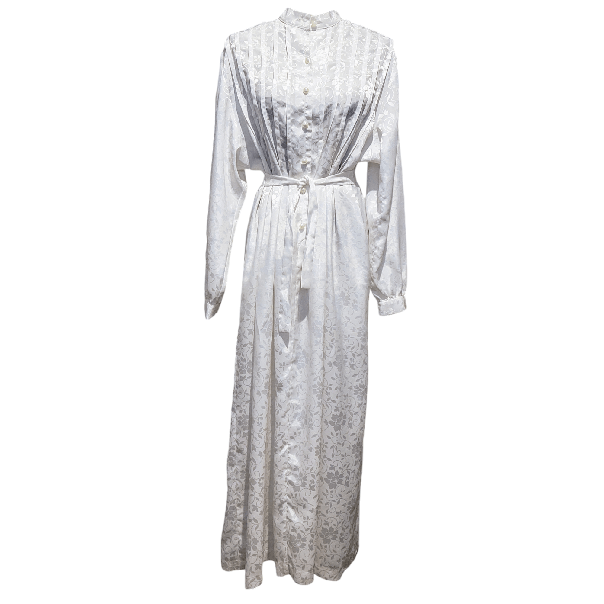 Vintage Vintage White Elegance 70s 80s Long Textured Patterned Dress Size M / US 6-8 / IT 42-44 - 11 Thumbnail